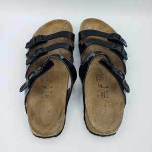 Birkenstock Birki's black patent 3 strap sandal
